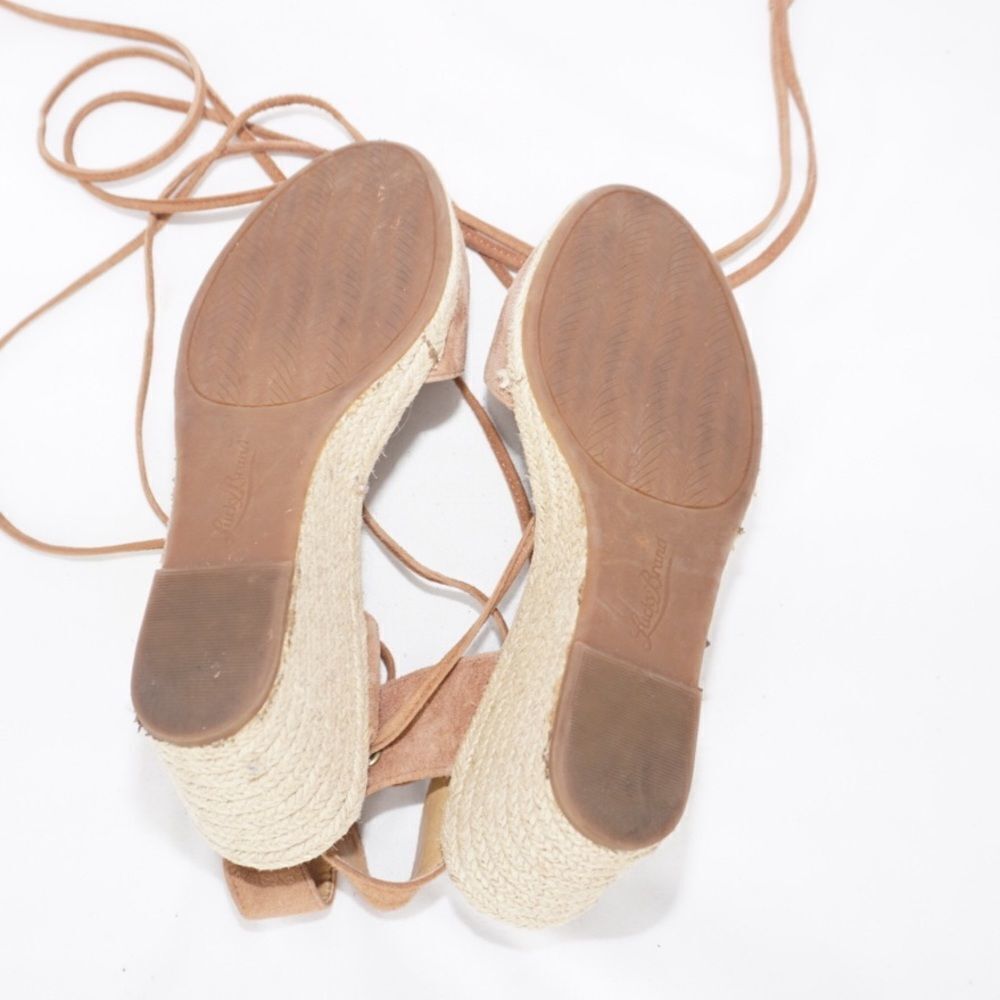 Lucky BrandĀ Keller Suede Espadrille Lace-Up Wedges, Sizeā7 - Picture 9 of 11